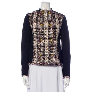 Tory Burch Tweed Detail Double Breasted Knit Fabric  Jacket 0